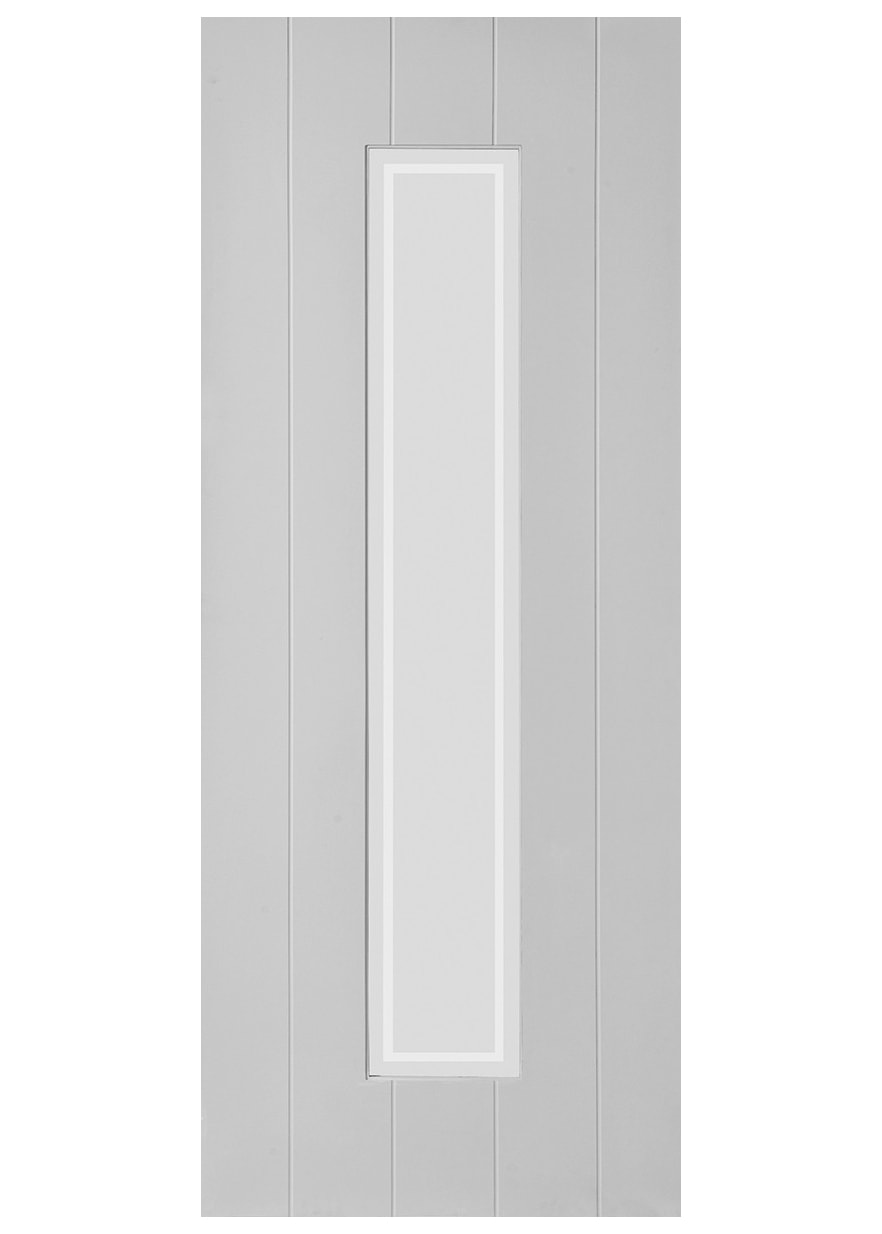 42mm Somerset Printed Frosted Glass Glazed White Primed