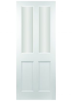 42mm Waterford White 2 Panel & 2 Glass Multiple Glass Choices White Primed Glass Options