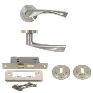 Coney Satin Nickel Aluminium Door Hardware Set